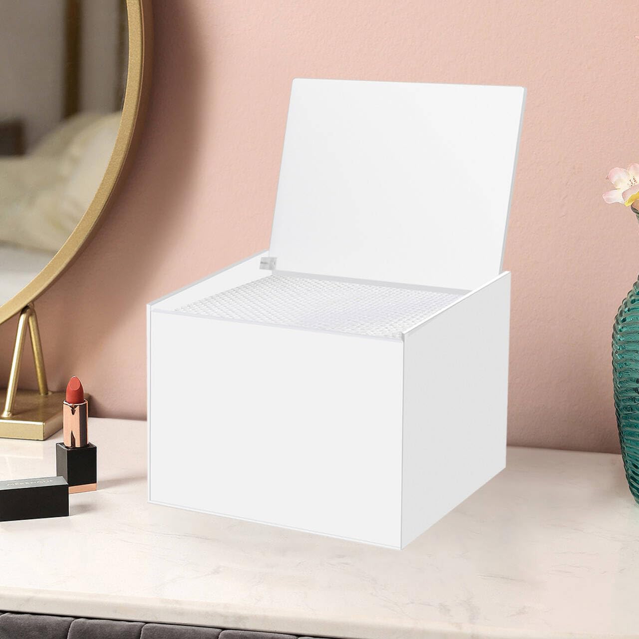 Disposable Face Towel Storage Box Compatible with Facial Towel XL, Acrylic Disposable Face Towelette Holder Container, White