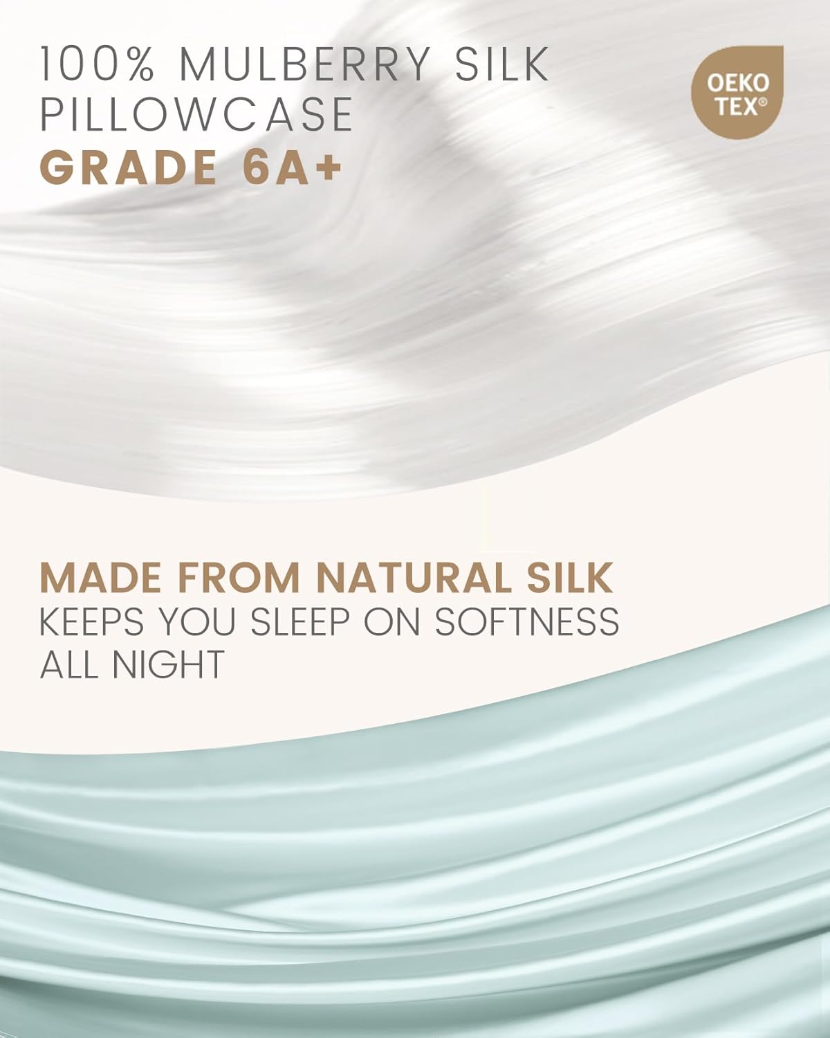 THXSILK Set of 2 Silk Pillowcase for Hair and Skin, 100% Mulberry Silk Bed Pillowcase Ultra-Soft, Hypoallergenic Soft Breathable Silk Pillow Case with Hidden Zipper, King Size 20"x36", Light Blue