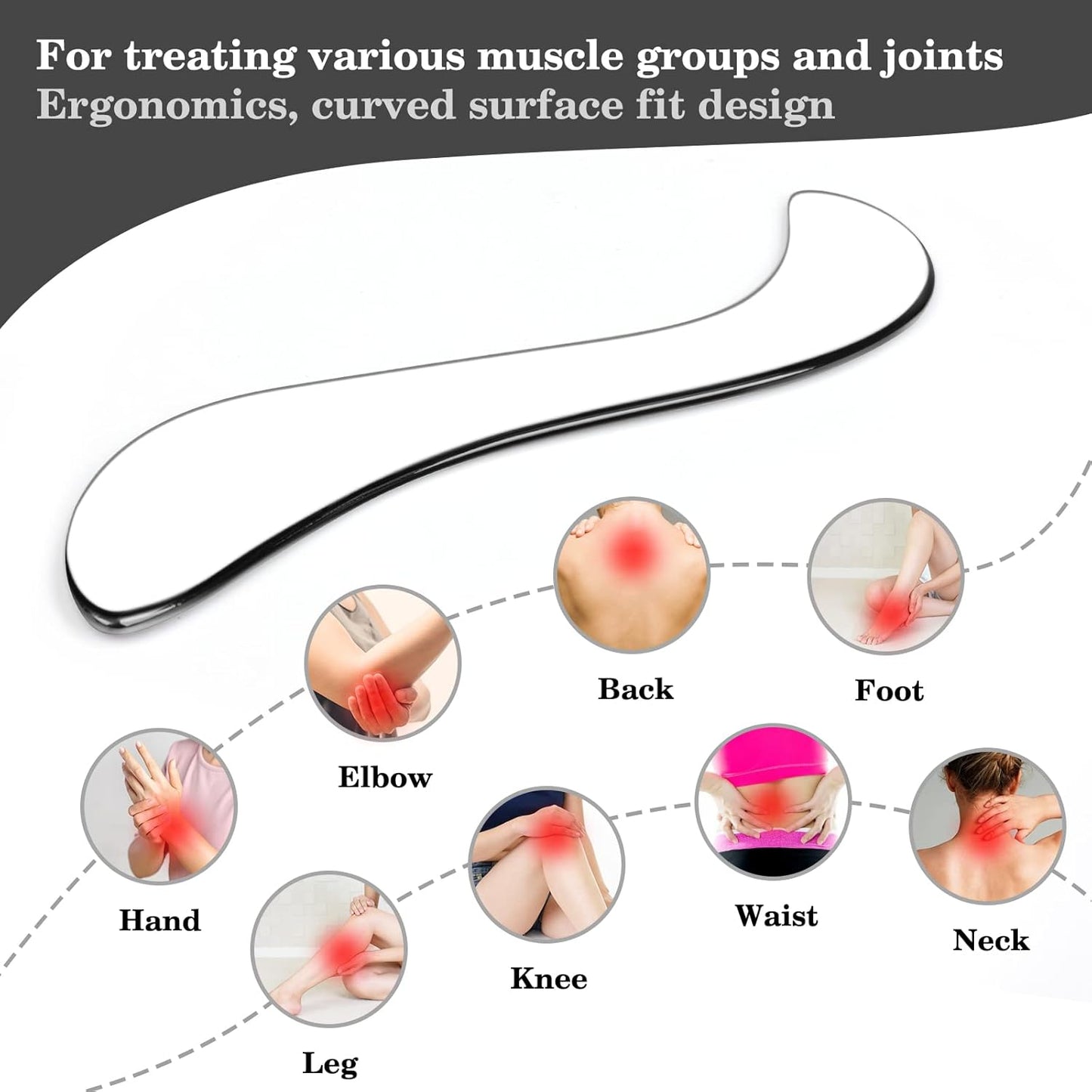 Guasha Massage Tool, Grade Stainless Steel Scraping Tool for Soft Tissue Upgrade Physical Therapy Stuff,Used for Back, Legs, Arms,Neck,Shoulder, Gua sha Tool