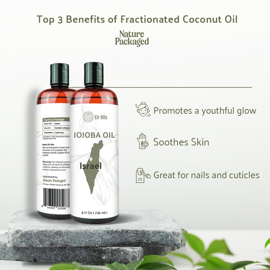 Jojoba Oil - Direct from EIR Oils' Farm in Israel - 100% Pure Carrier Oil for Hair, Face, and Skin - Hand-Picked, Cold-Pressed Carrier Oil (8oz)