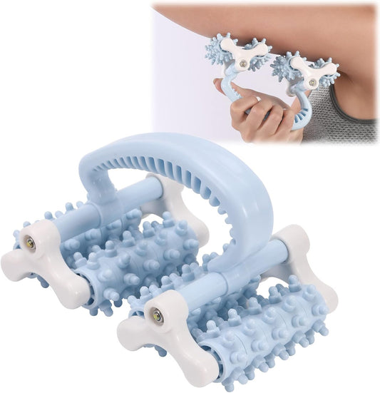 olelo Fascia Blaster, Fascia Blaster for Cellulite, Massage Roller with 20 Wheels for Deep Tissue Myofascial Release, Muscle Roller Stick Relieves Back, Neck, Leg Pain, Blue
