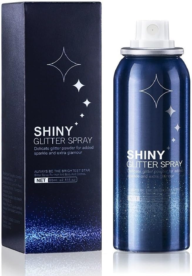 Body Glitter Spray, Perfect Body Shiny for Music Festival Rave Stage Makeup Hair and Face Shimmer Glitter Spray. 2.11 Oz