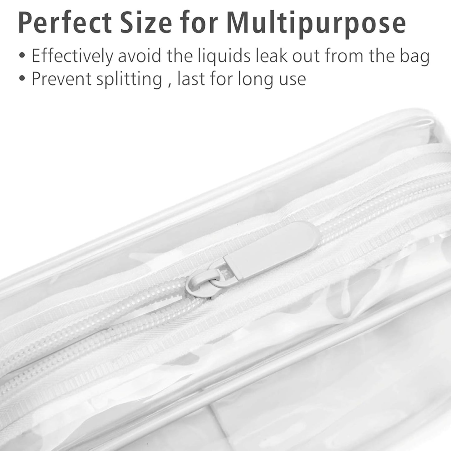 PACKISM TSA Approved Toiletry Bag, 3 Pack Clear Makeup Bag, Travel Makeup Cosmetic Pouch for Women, Carry on Airport Airline Compliant Bag, White (for age 12 or above)