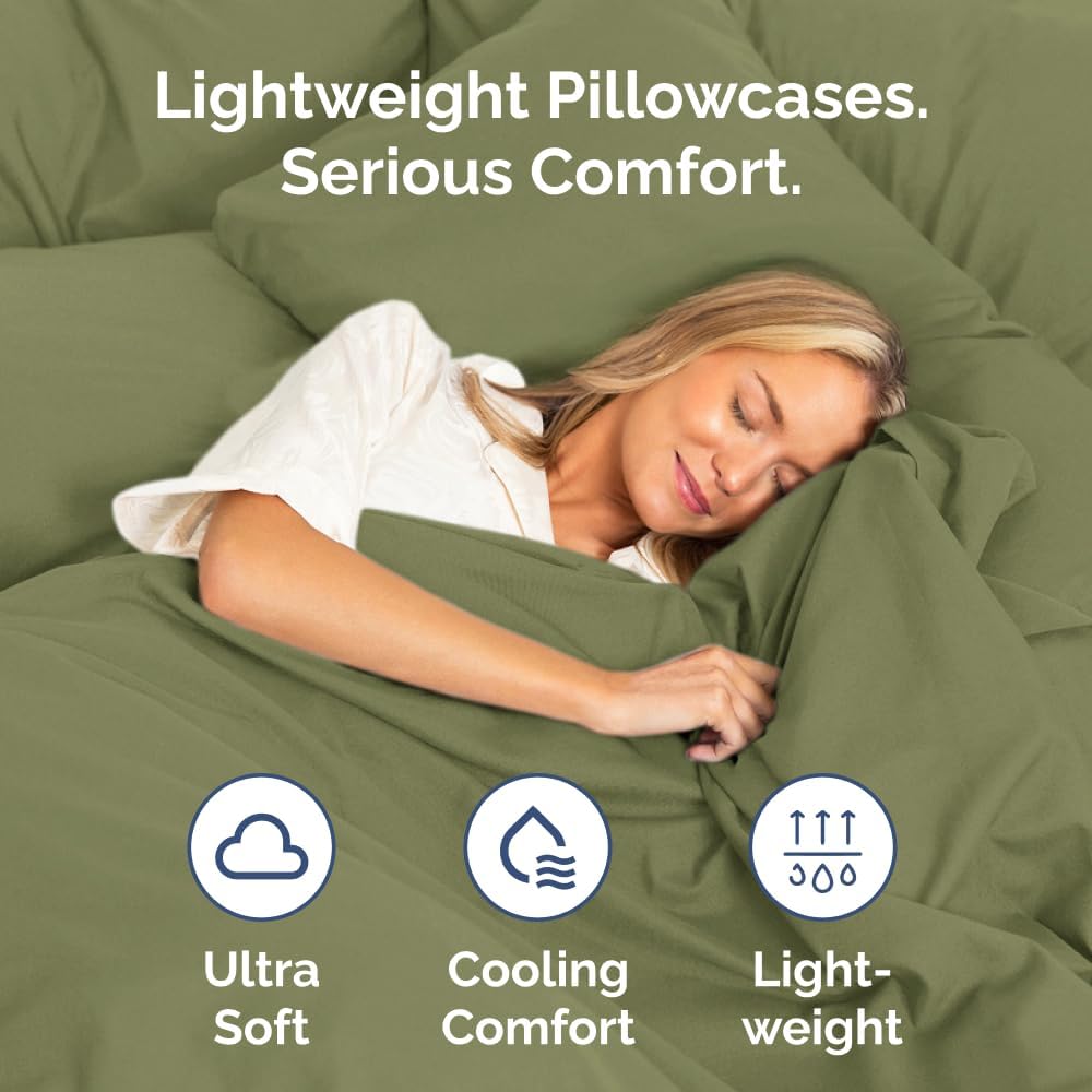 Queen Pillow Cases Set of 4 - Ultra Soft Hotel Quality Pillowcase Covers - Comfy, Cozy & Wrinkle Free - Shrink, Stain & Fade Resistant - Machine Washable Pillow Protectors - 4 Piece Set - Sage Green