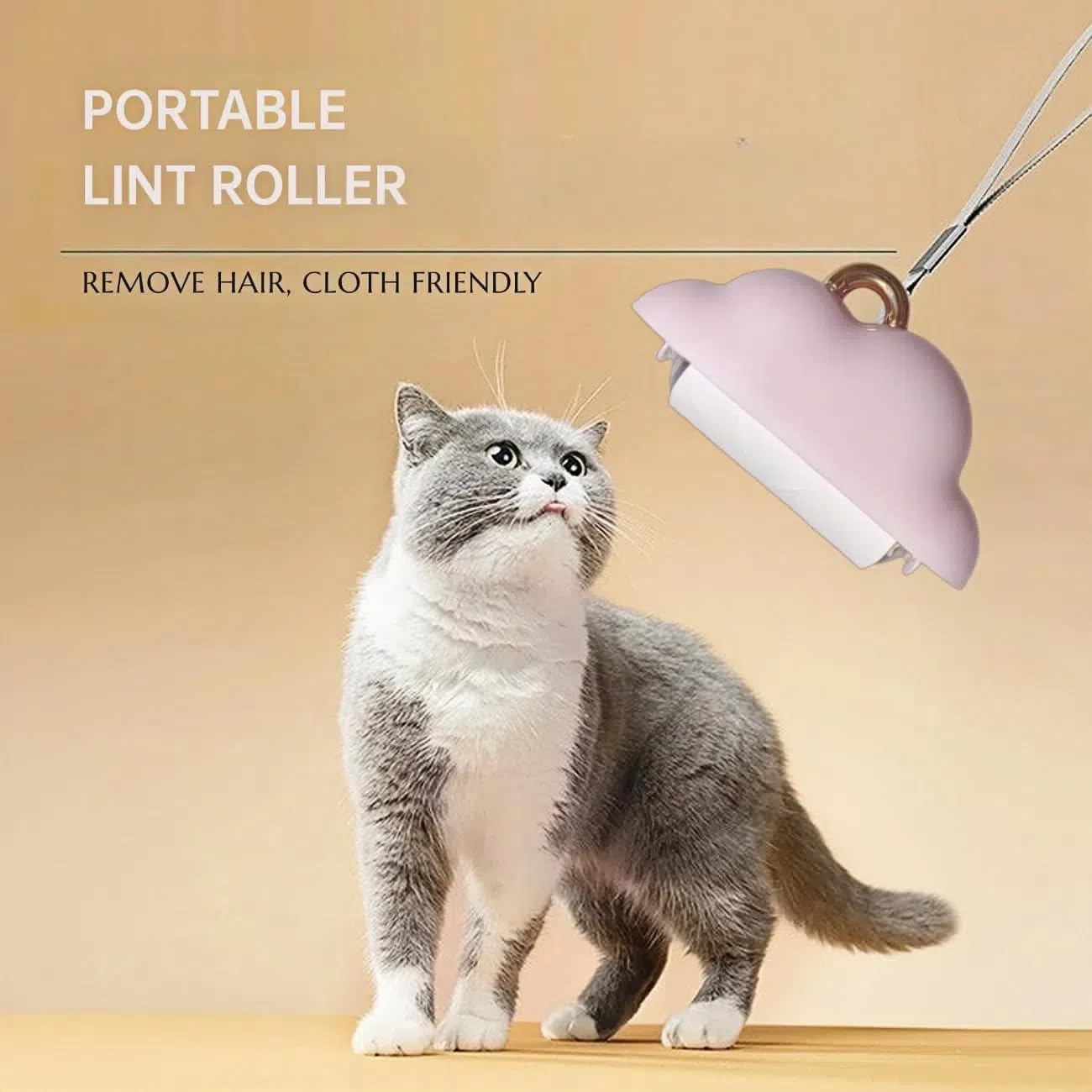 Portable Lint Roller 150 Sheets Travel Size, Mini Lint Roller for Clothes and Reusable Pet Hair Remover, Cute Small Sticky Dust Remover Refillable