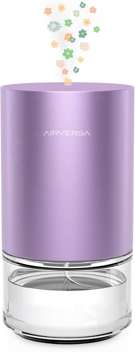 Airversa Essential Oil Diffuser Waterless Aromatherapy Diffusers for Home Large Room, Bedroom, Car, Office, Desk, Battery Operated, Small Diffuser for Pure Scent, 100mL Capacity, AN9 (Lavender)