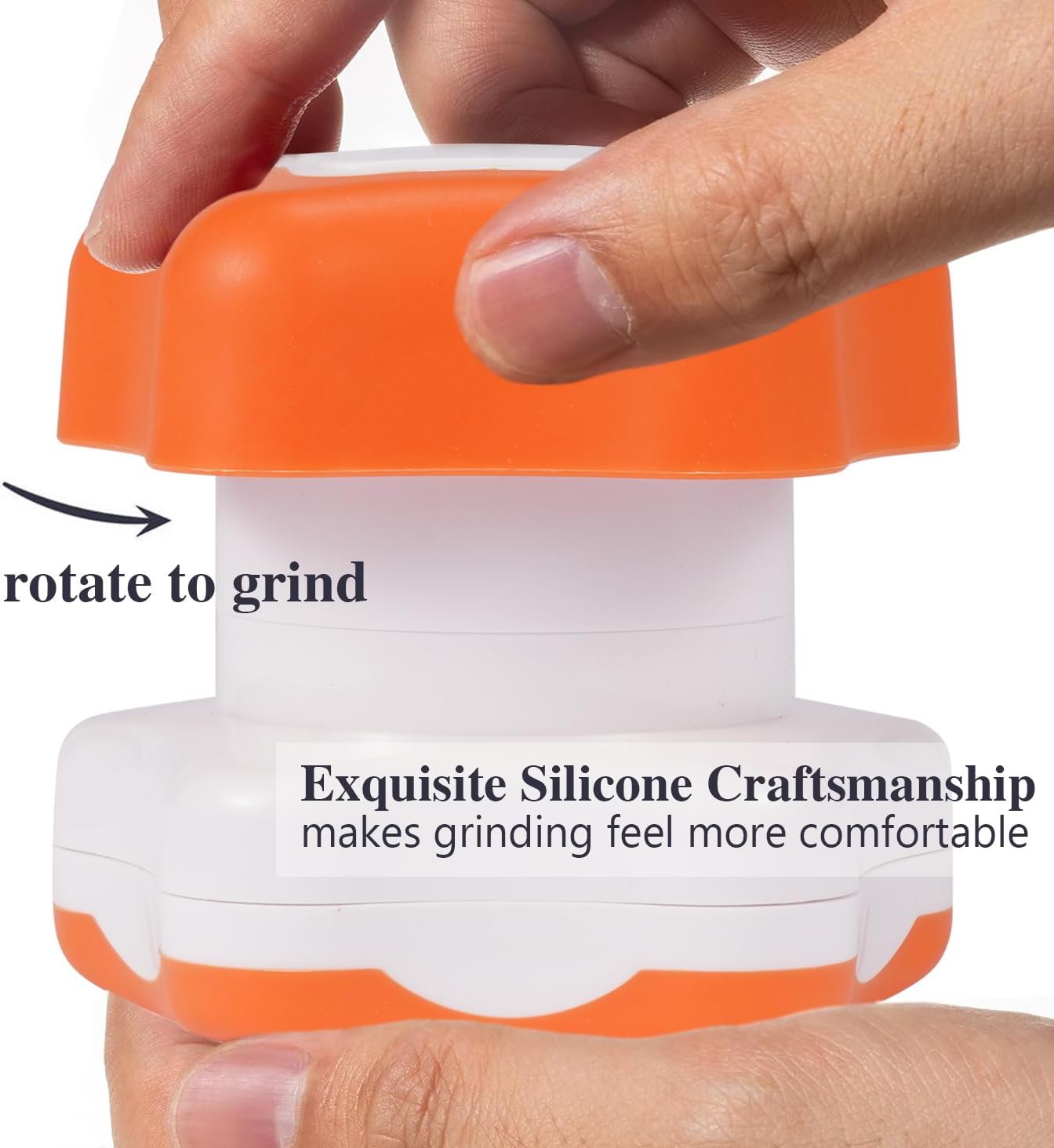 Johnbee Pill Crusher, Pill Grinder Fine Powder Extremely Fine. Storage Compartment. Pill Crushers for Elderly, Family and Pets. Silicone Edges. Grind Multiple Pills at Once - Cleaning Brush (Orange)