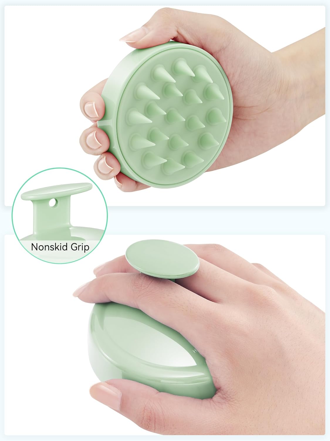 HEETA Scalp Massager Hair Growth, Soft Silicone Scalp Scrubber Shampoo Brush for Exfoliation, Dandruff Removal Head Massage Stress Relax, Wet & Dry Use for Thick Thin Curly Hair Care, Lime Green