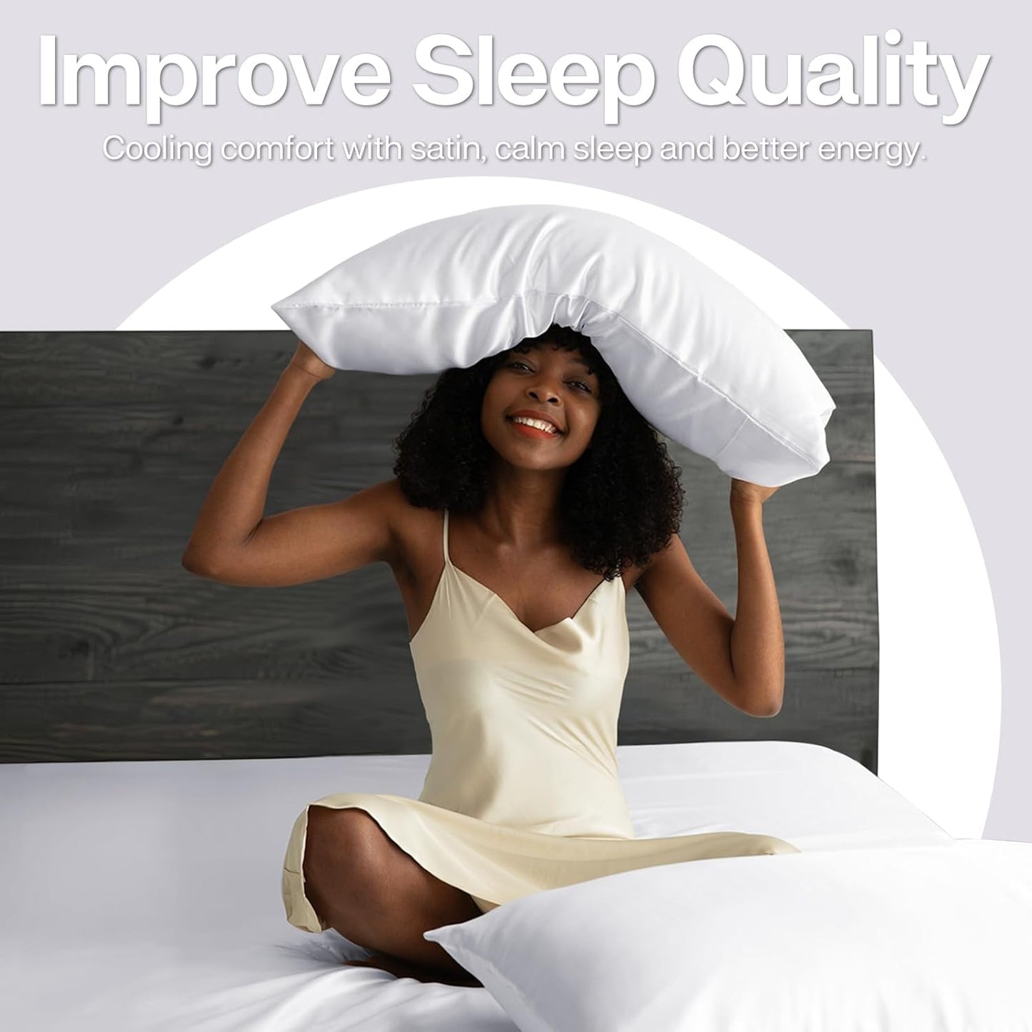 MR&HM Satin Pillowcase for Hair and Skin, Silk Satin Pillowcase 2 Pack, King Size Pillow Cases Set of 2, Silky Pillow Cover with Envelope Closure (20x36, White)