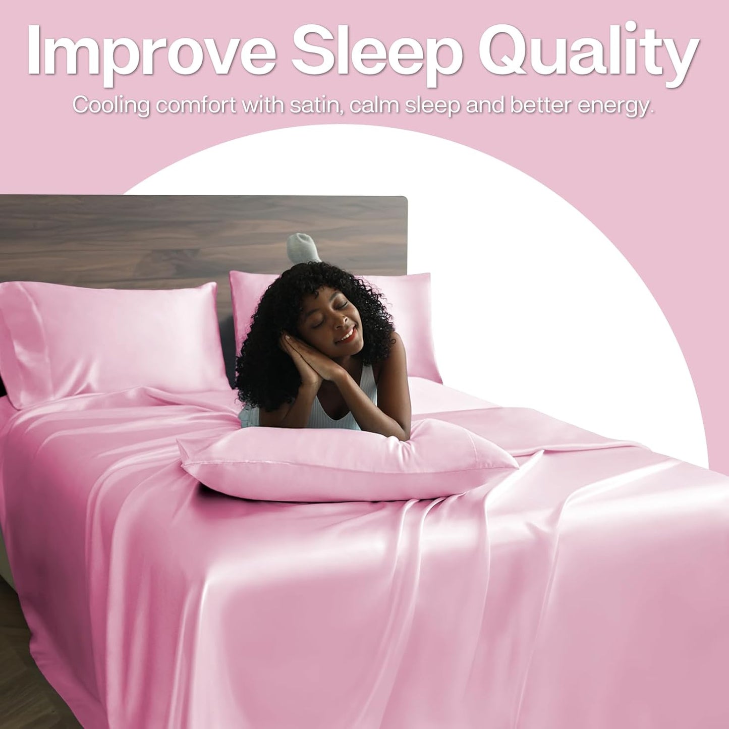 MR&HM Satin Pillowcase for Hair and Skin, Silk Satin Pillowcase 2 Pack, King Size Pillow Cases Set of 2, Silky Pillow Cover with Envelope Closure (20x40, Pink)