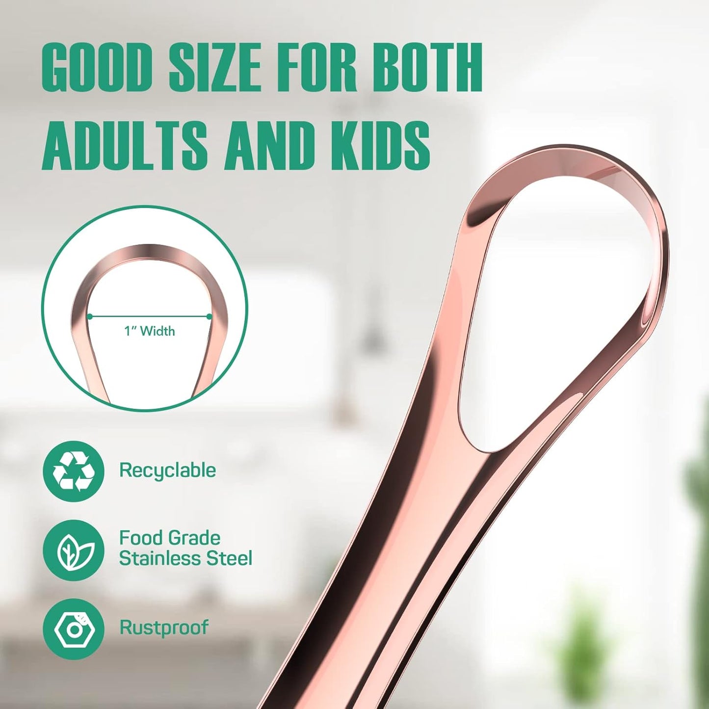 RONAVO Tongue Scraper for Kids & Adults, Right Size for Tiny Mouth,Freshen Bad Breath (Travel Cases Included), Healthy Oral Care, Stainless Steel Tongue Cleaners, 2 Pack