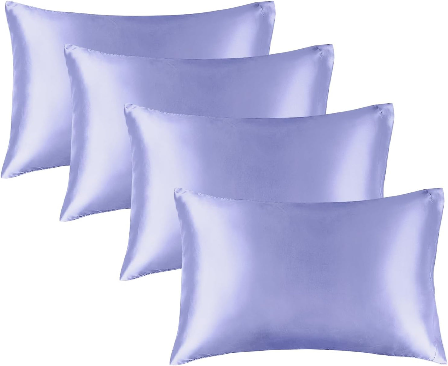 BEDELITE Satin Pillowcase for Hair and Skin, Super Soft Similar to Silk Pillow Cases 4 Pack with Envelope Closure, Cooling Pillowcases for Women Men (20"x26" Standard Size, Lilac)