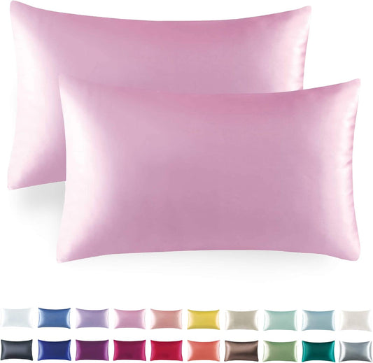 Tyfitb Satin Pillowcase Set for Hair & Skin Care – Cooling, Hypoallergenic, Anti-Frizz, Wrinkle-Free – Soft, Luxurious Pillowcases with Envelope Closure – 2-Pack, Queen Size 20x30, Gift-Ready