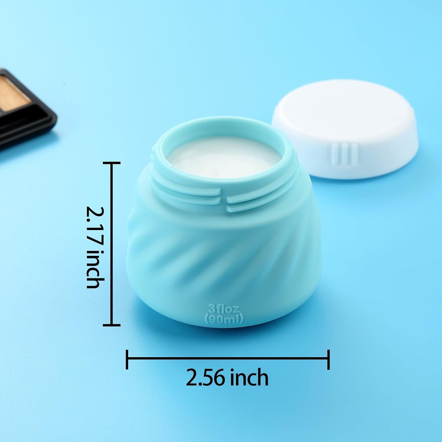 Gemice Silicone Cream Jars, TSA Approved Containers for Toiletries With Toiletry Bag, Wide Mouth Leak-proof Accessories With Lid for Cosmetic Cream (4 Pack)