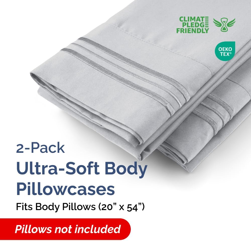 Long Pillowcases - Body Pillow Cover - Long Pillow Insert for Sleeping, Side Sleepers - Soft & Breathable Body Pillow Case with Envelope Enclosure - Comfy & Machine Washable - 20" x 54" (Steel Blue)