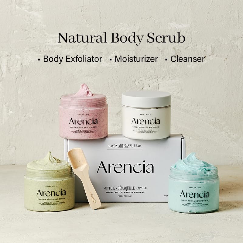 Arencia Fresh Cloud Sea Salt Body & Scalp Scrub (Mint)- Gentle Exfoliation for Softer, Refreshed Skin and Scalp, Korean Skin Care