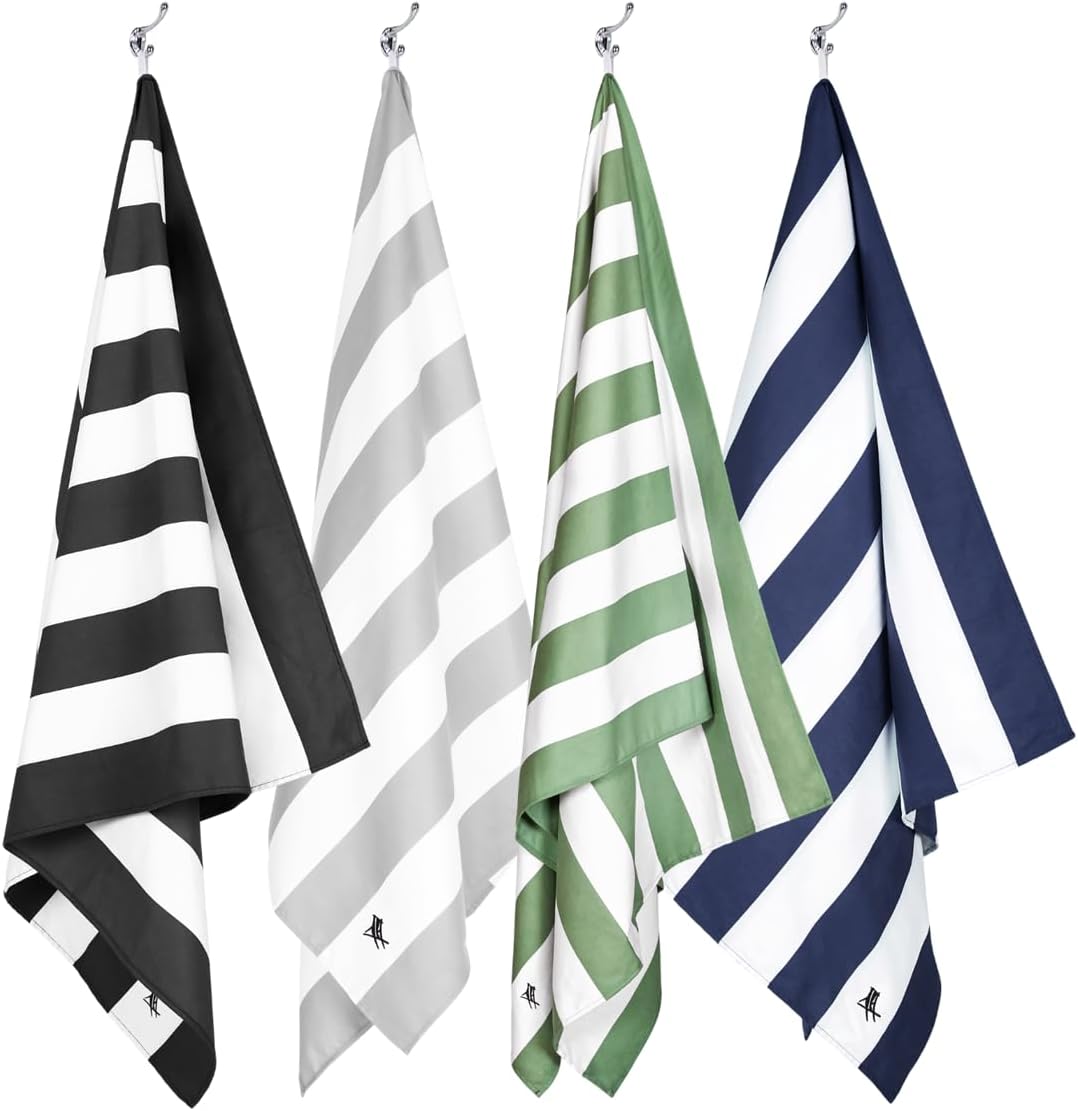 Dock & Bay Beach Towel - Quick Dry, Sand Free - Compact, Lightweight - 100% Recycled - Includes Bag - Cabana - Set E (4), Extra Large (200x90cm, 78x35)