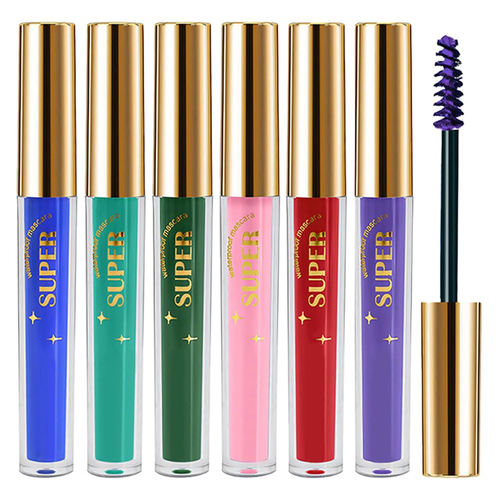 Colored Mascara for Eyelashes, Voluminous Colorful Mascara Set, Pink Purple Blue Green Red Teal Lash Pack - Lengthening, Defining, Curling, Multiplying Formula, Cruelty-Free & Waterproof