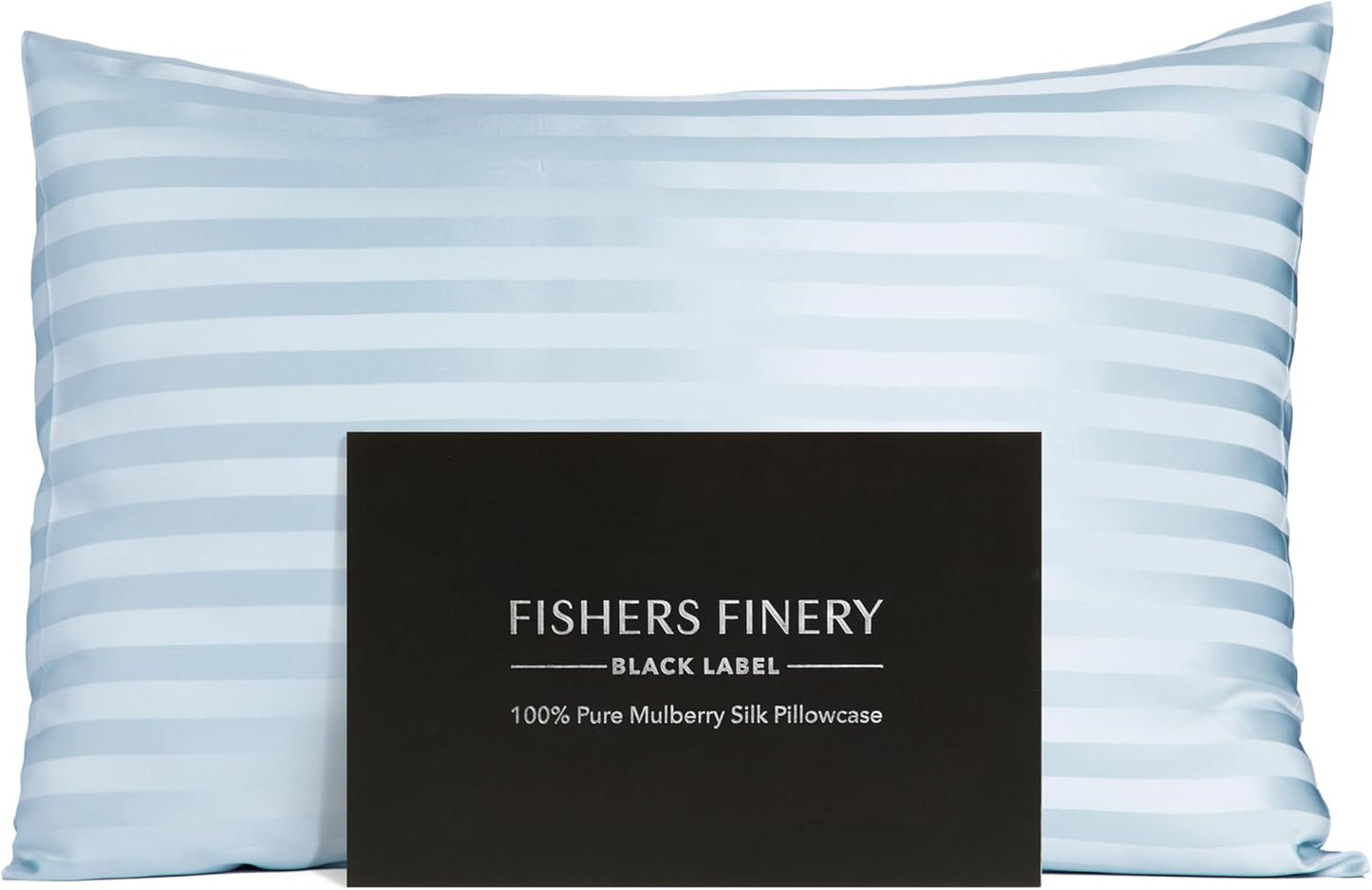 Fishers Finery 30mm 100% Pure Mulberry Silk Pillowcase, Quality Tested (Blue Stripe, Standard)