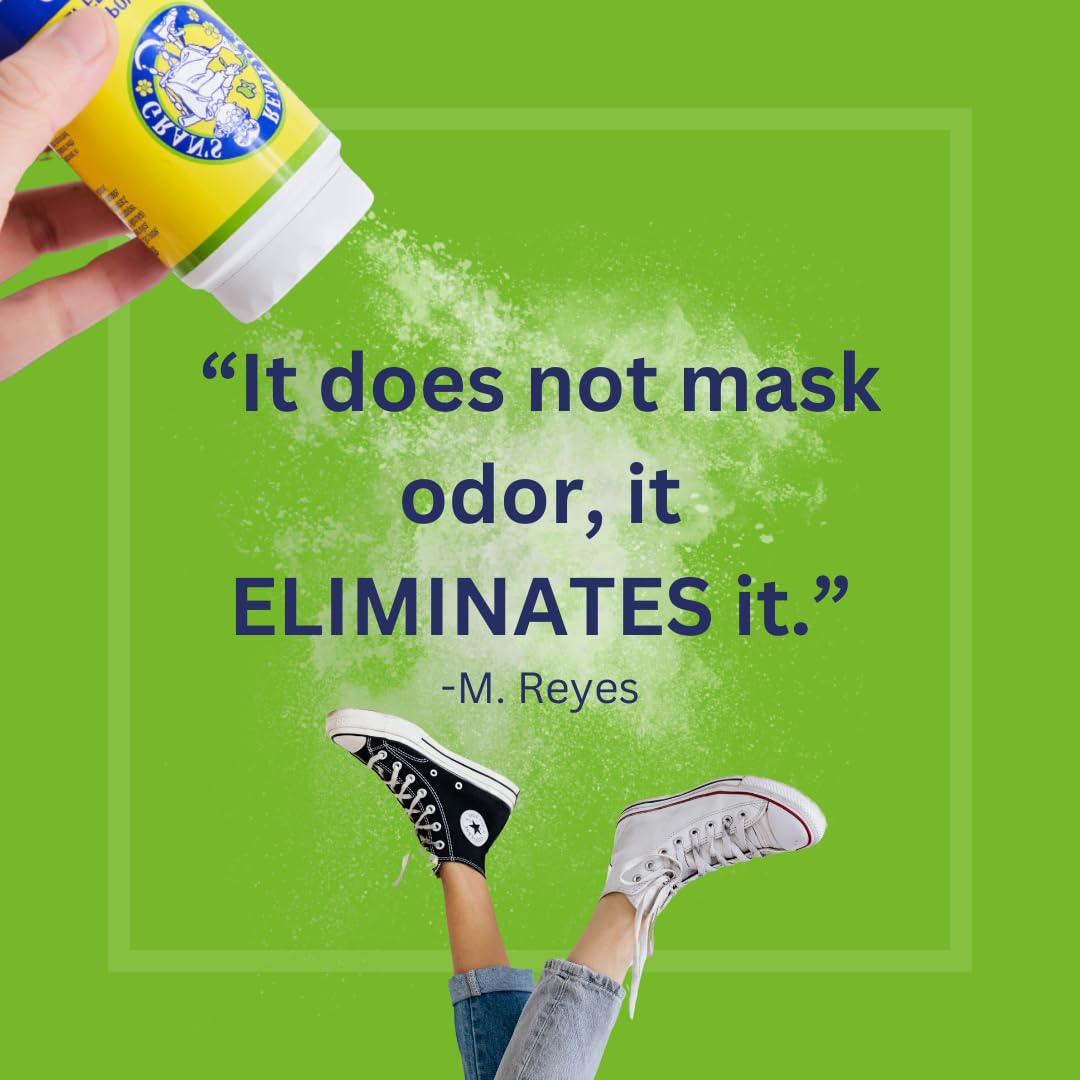 Gran's Remedy Shoe Deodorizer and Foot Powder for Smelly Feet - Effective Shoe Odor Eliminator in Travel Size - Absorbs Sweat and Moisture for Shoes and Feet - Unscented