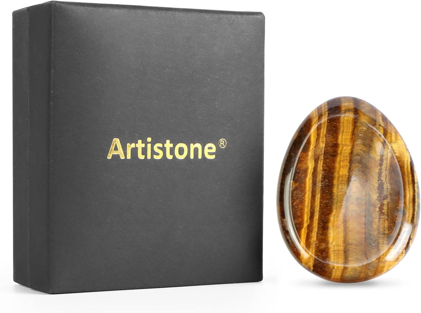 Artistone Tiger Eye Crystal Chakra Thumb Worry Stone Teardrop Reiki Healing Stone Pocket Palm Stones for Anxiety Stress Relief Meditation Therapy Geometry Home Decor