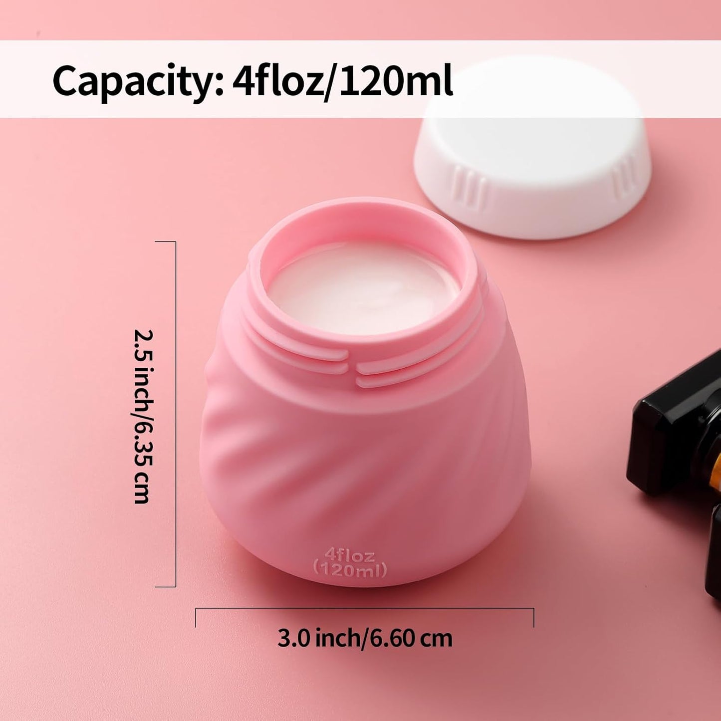 Gemice 4 OZ Travel Size Containers for Toiletries, 4-Pack Leak-Proof Silicone Slime Jars with Lids, BPA Free Small Round Cosmetic Slime Container for Lotion, Cream, Ointments, Travel Essentials