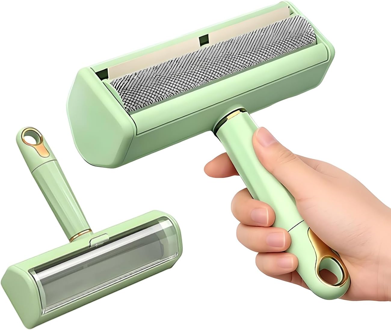 Pet Hair Remover Lint Roller - Washable Reusable, Static Adsorption for Cat Dog Hair Removal On Furniture, Sofas, Bedding, Carpets，Pet Hair Removal Tool，Dog Hair Remover，Lint Remover (Green)