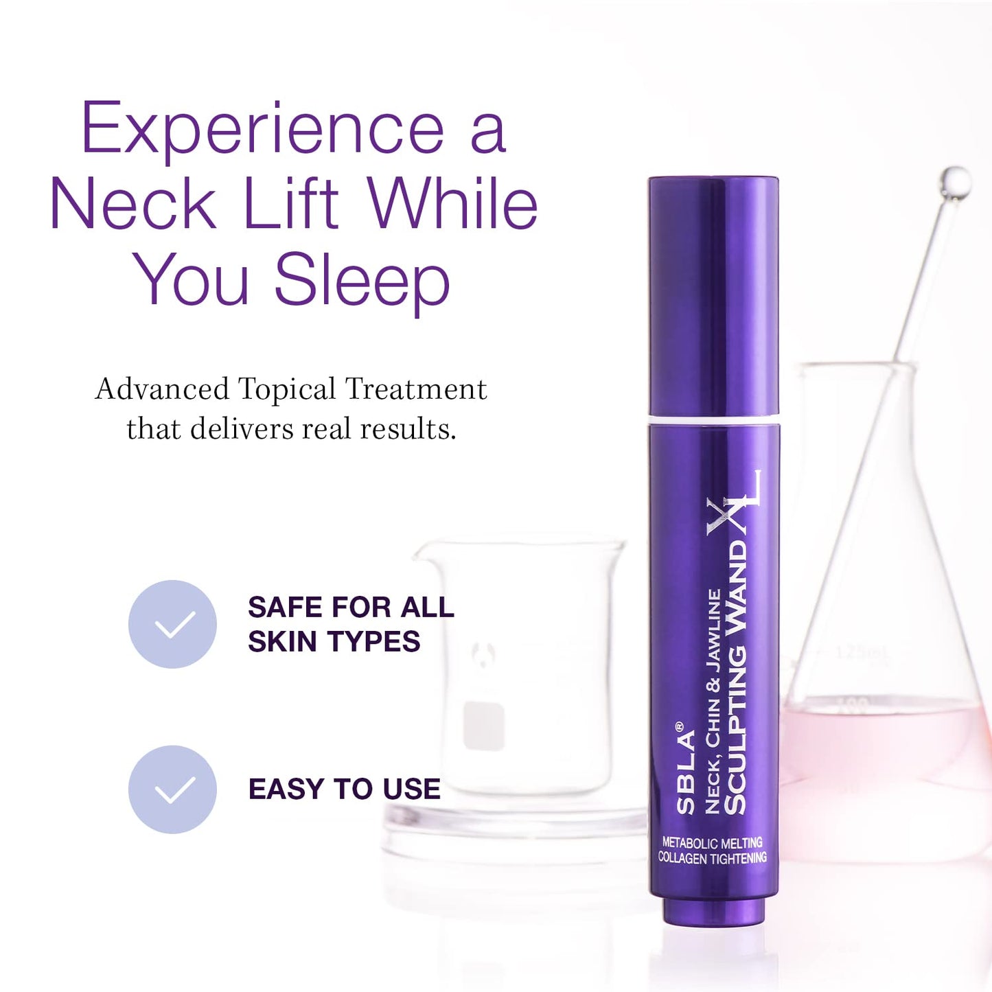 SBLA Neck, Chin & Jawline Sculpting Wand XL – Melts Neck Fat Under The Chin & Along Jowls, Lifts & Sculpts The Entire Area & Reduces Lines, Boosts Collagen Production