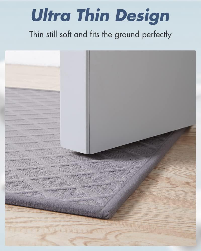 AMOAMI Ultra Thin Bathroom Rugs, Rubber Backed Bath Mats for Bathroom Non Slip, Absorbent Bathroom Mat for Floor, Shower, Sink(20"x 32", Grey)