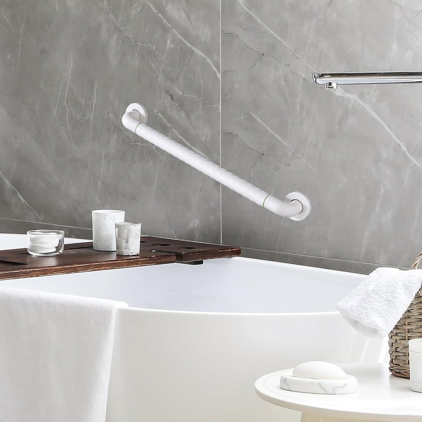 Joyrain 16-inch Bathroom Safety Grab Bar - 500lb Weight Capacity ADA Certified Anti-Slip Handle for Shower/Tub/Toilet, Elderly & Disabled Assist (White（1-Pack）, 16 inches (Overall Length 400mm))