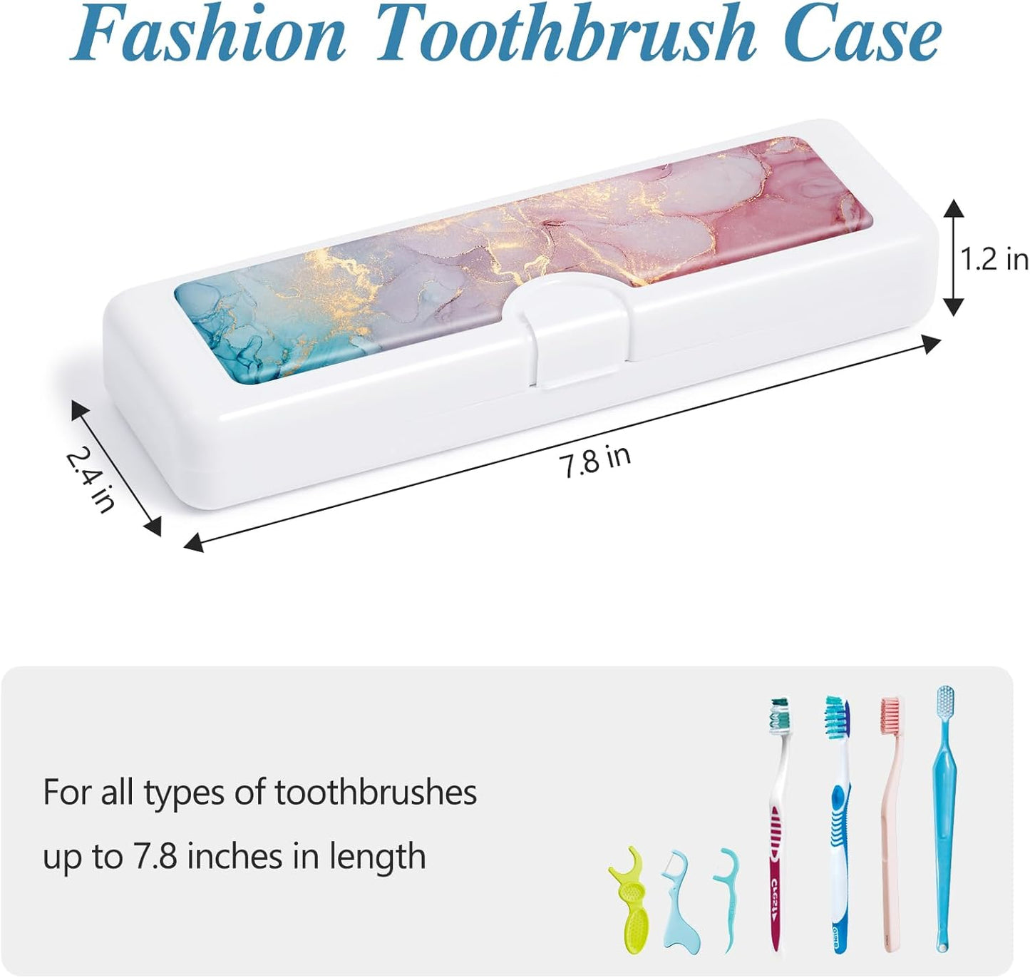 Toothbrush Travel Case - Colorful Pattern, Holder and Covers for Toothbrushes, Includes Tongue Scraper Case