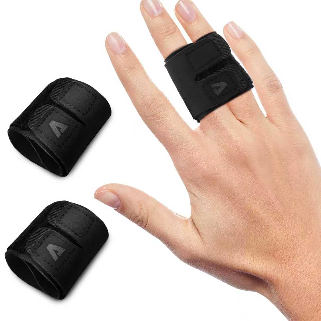 2PCS Finger Splints (No Metal Support) – Adjustable Neoprene Finger Straps/Wraps for Arthritis, Tendonitis & Athletic Stress Relief, Compression Tape for Sports (Basketball, Tennis, Volleyball, Badminton, Golf) – Double Finger Design, M