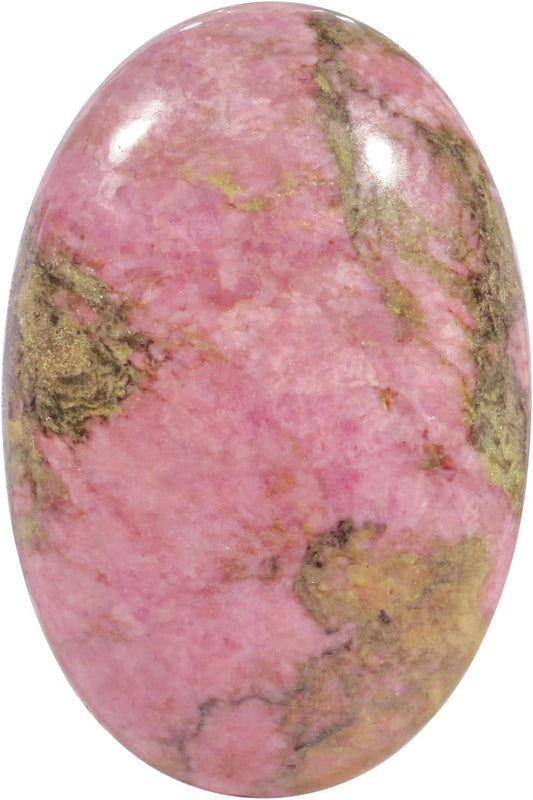Natural Rhodonite Oval Polished Worry Stones, Healing Crystal Indoor Fountain Stones Massage Energy Anxiety Relief Items