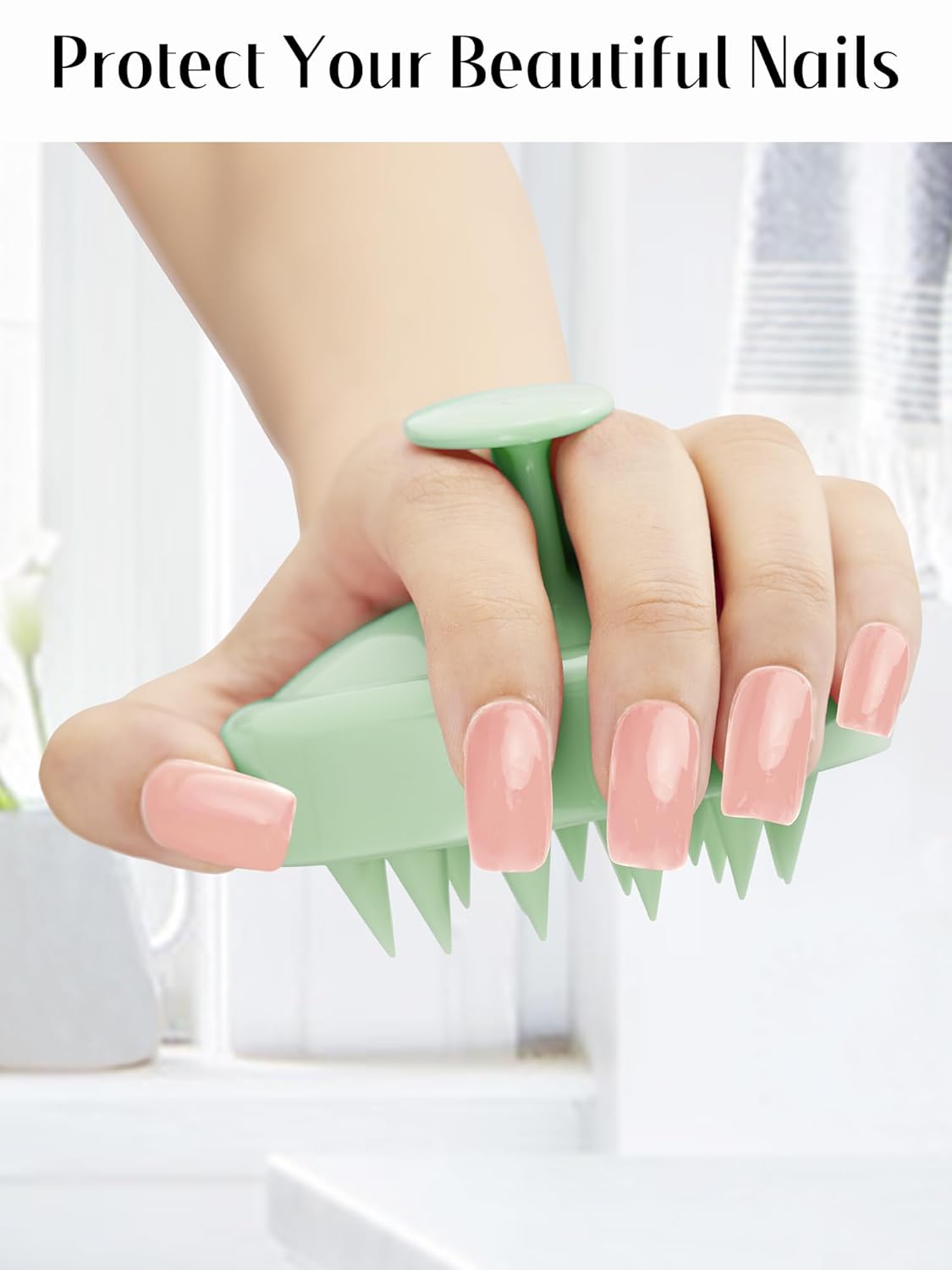 HEETA Scalp Massager Hair Growth, Soft Silicone Scalp Scrubber Shampoo Brush for Exfoliation, Dandruff Removal Head Massage Stress Relax, Wet & Dry Use for Thick Thin Curly Hair Care, Lime Green