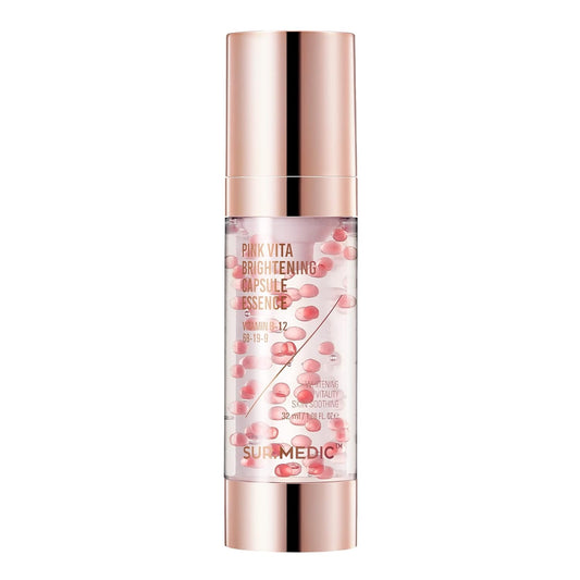 SUR.MEDIC+ Pink Vita Brightening Capsule Essence (1.08 Fl Oz) – Anti-aging & Illuminating Essence Serum with Vitamin B12, Glutathione, Rose, Collagen & Hyaluronic Acid - Korean Skin Care