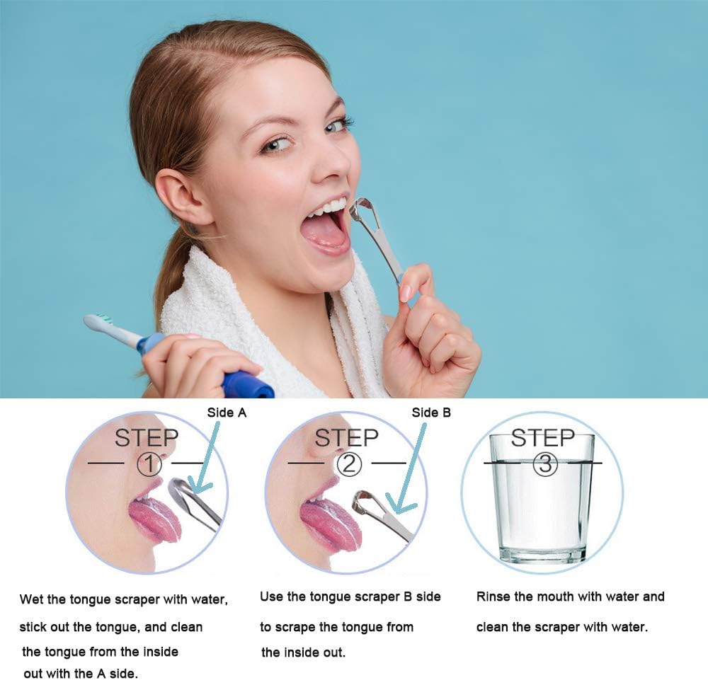 New Version Tongue Scraper Cleaner for Adults & Kids, Medical Grade Metal Tongue Brushes Set for Fresh Breath Dental Eliminate Bad Breath in Seconds