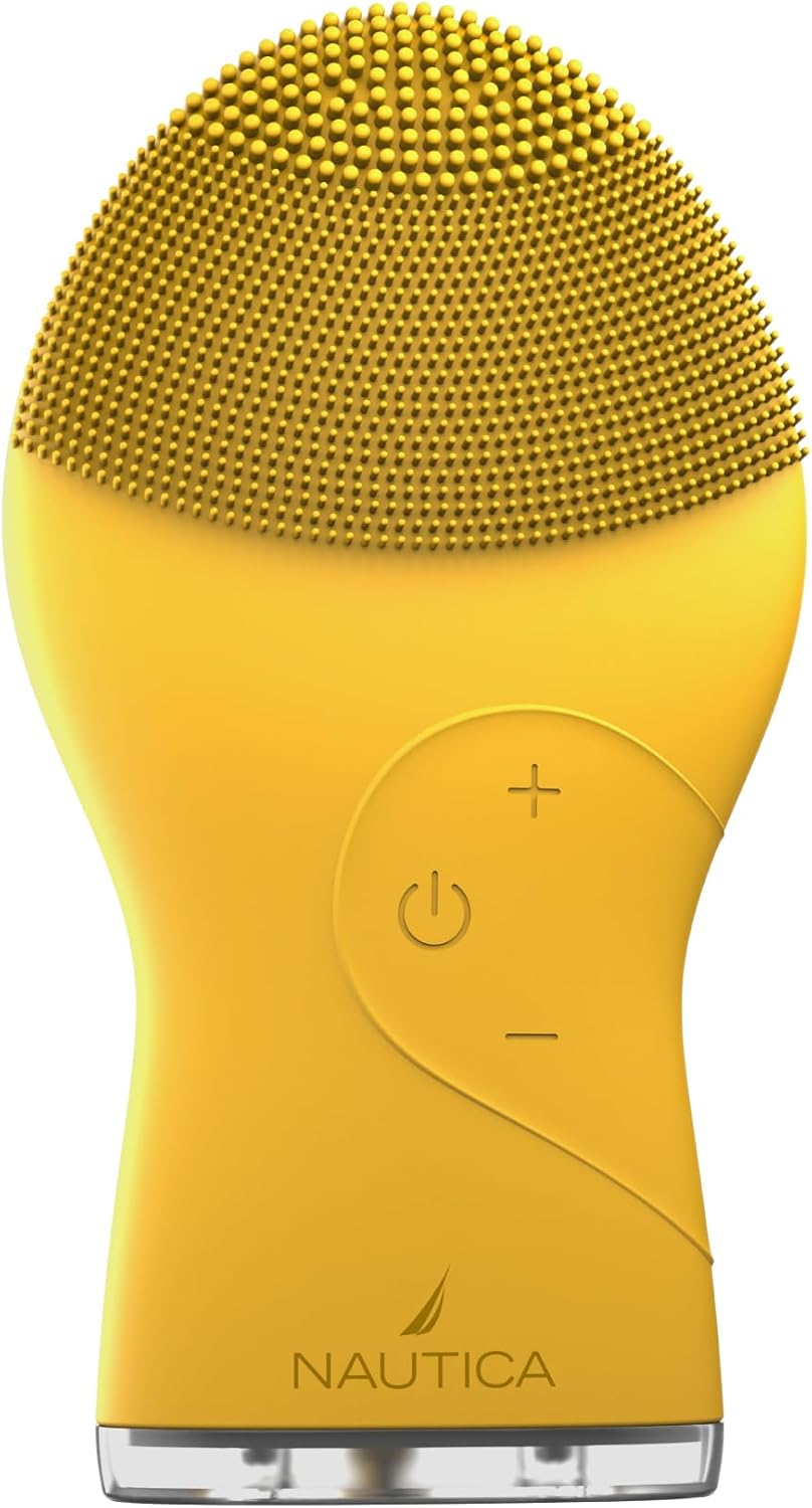 Nautica PC120 Facial Cleansing Brush Made with Ultra-Hygienic Soft Silicone, Waterproof, Rechargeable Vibrating Face Exfoliator Scrub Brush with Sonic Technology for Men & Women - Summer Sun