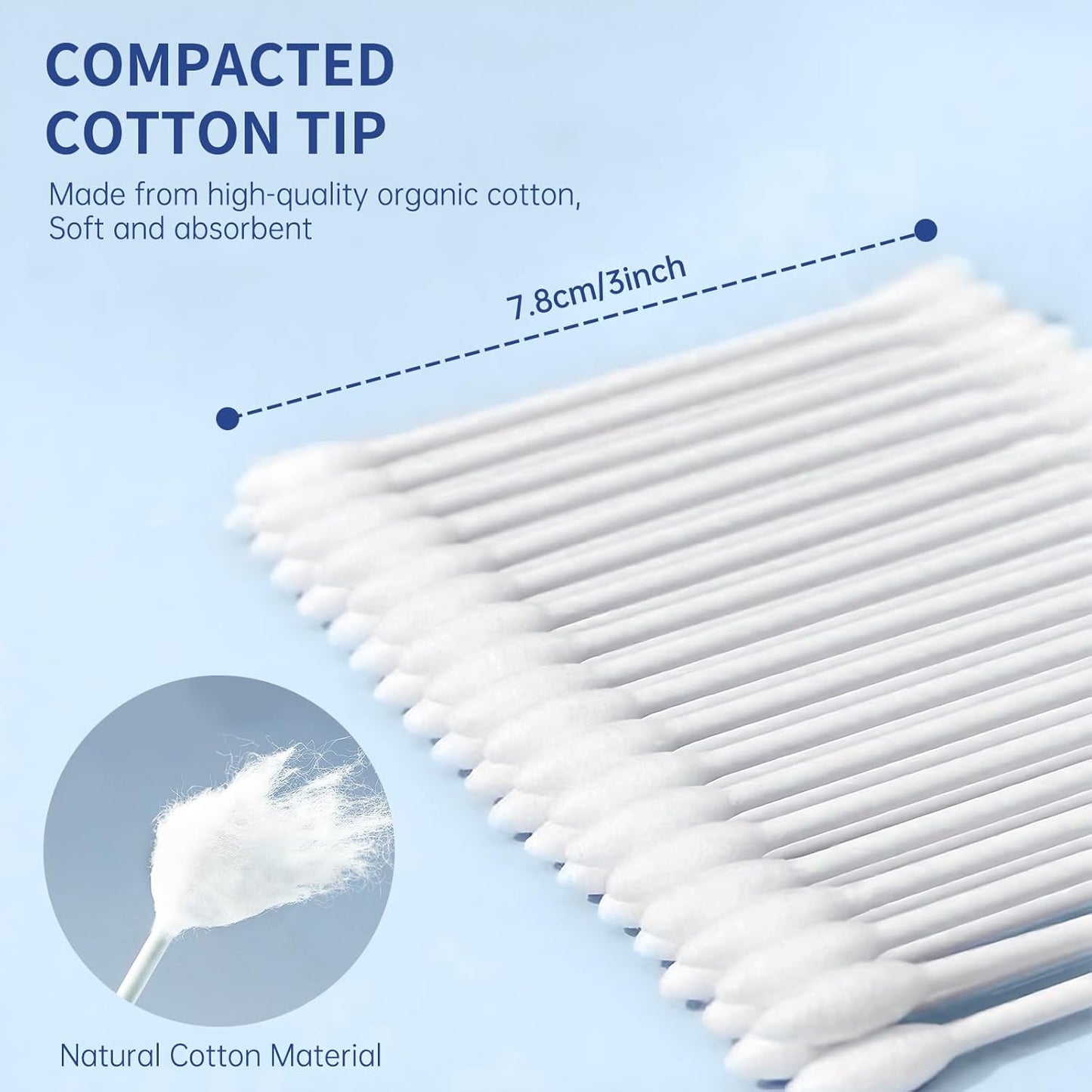 Pointed Tip Cotton Swabs, 800 Count Double Precision Tips Cotton Swabs Round Head Cotton Buds with Paper Stick, Cotton Buds for Makeup, Personal Care, Crafts