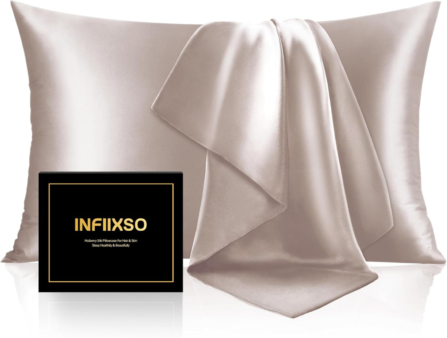 INFIIXSO Mulberry Silk Pillow Case King Size, Silk Pillowcase with Hidden Zipper 20"x36", Extraordinary Smooth and Soft Pillow Cases for Hair and Skin(Caramel, 1 Pack)
