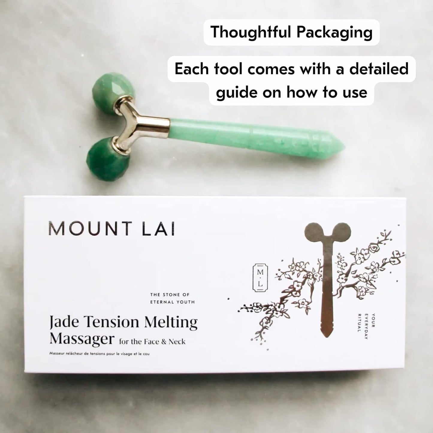 Mount Lai Jade Tension Melting Facial Massager for Face & Neck – Face Roller to Relieve Tension, Soothe Stress, Improve Circulation & Revitalize Skin for Radiant Care