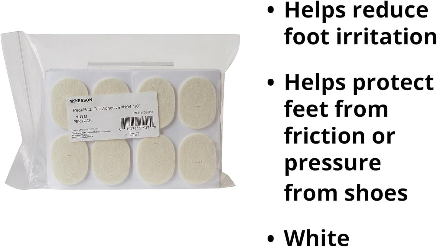 McKesson Pedi-Pad Felt Adhesive, Foot, Size 104, 1/8 in, 100 Count