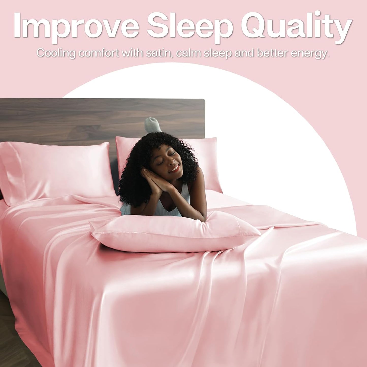 MR&HM Satin Pillowcase for Hair and Skin, Silk Satin Pillowcase 2 Pack, Queen Size Pillow Cases Set of 2, Silky Pillow Cover with Envelope Closure (20x30, Light Pink)