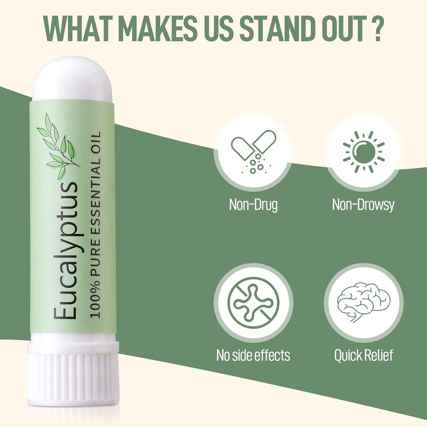 Hion Nausea Relief Inhaler-Eucalyptus, 100% Natural Essential Oils Inhalers