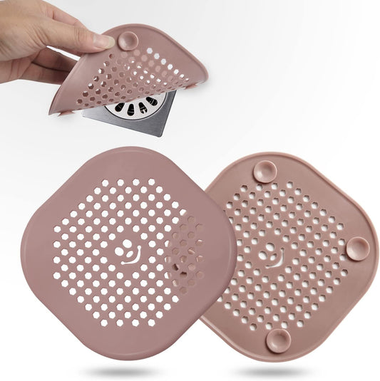 Drain Cover Hair Catcher Drain Plug Hair Stopper Drain Protector for Shower Bathroom Accessories Bathtub Lotus Pink 2 Pack