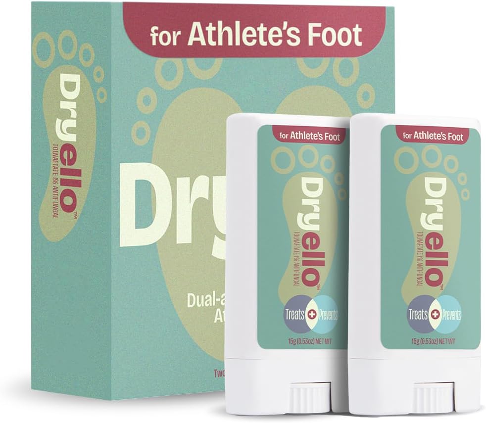 Athlete’s Foot Treatment Sticks - Easy Glide-On Foot Fungus Treatment, No Mess Application - Tolnaftate 1% Athletes Foot Spray Alternative - 2 Sticks is 1 Full Treatment