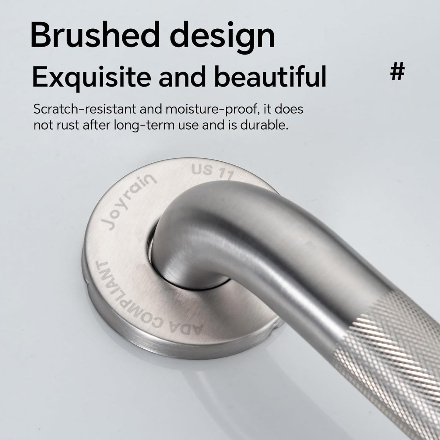 Joyrain 16-inch Bathroom Safety Grab Bar - 500lb Weight Capacity ADA Certified Anti-Slip Handle for Shower/Tub/Toilet, Elderly & Disabled Assist (Knurling, 24 inch)