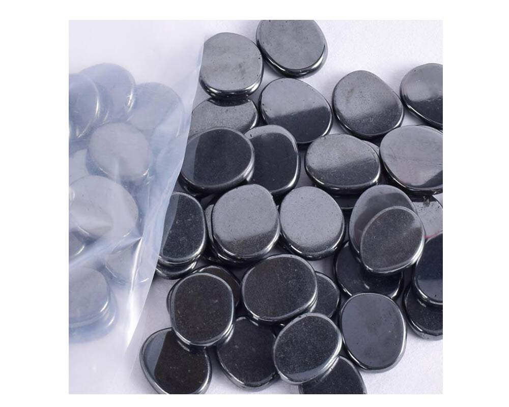 7 Pieces Natural Massage Stones Set for professional or home spa (Hematite)