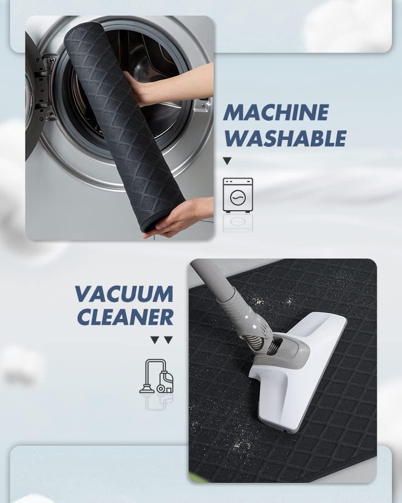 AMOAMI Ultra Thin Bathroom Rugs, Rubber Backed Bath Mats for Bathroom Non Slip, Absorbent Bathroom Mat for Floor, Shower, Sink(16"x24", Black)