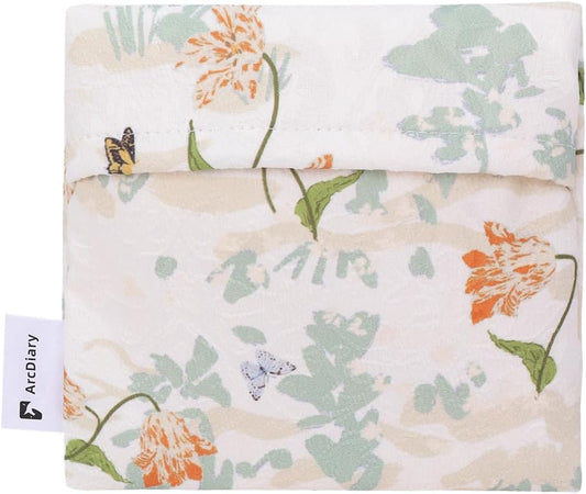 Period Bag for Teen Aged Girls, Portable Sanitary Pad Storage Bag for Teen Pads/Sanitary Napkins/Small Tampons, Feminine Menstrual Cup Pouch (Orchid Grass)