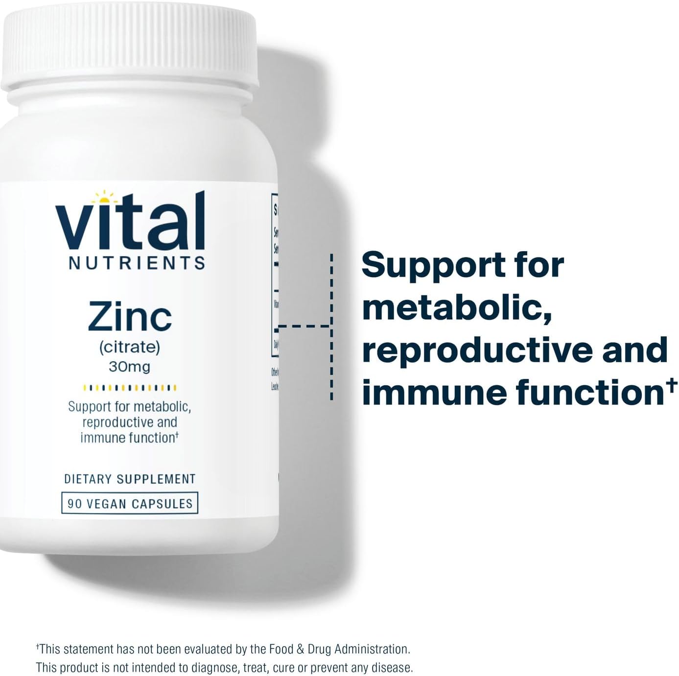Vital Nutrients Zinc Citrate 30mg | Easily Absorbed Immune Support Supplement* | Vegan Zinc Supplement | Gluten, Dairy, Soy Free | Non-GMO | 30mg | 90 Capsules
